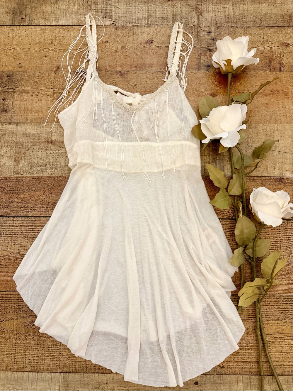Free People New Romantics Flowy Top Fringe Details